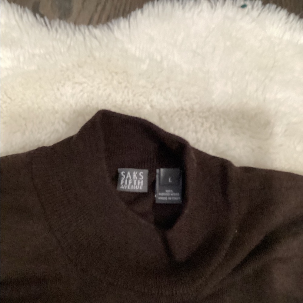 Saks Fifth Avenue Men's Dark Brown Turtleneck Sweater